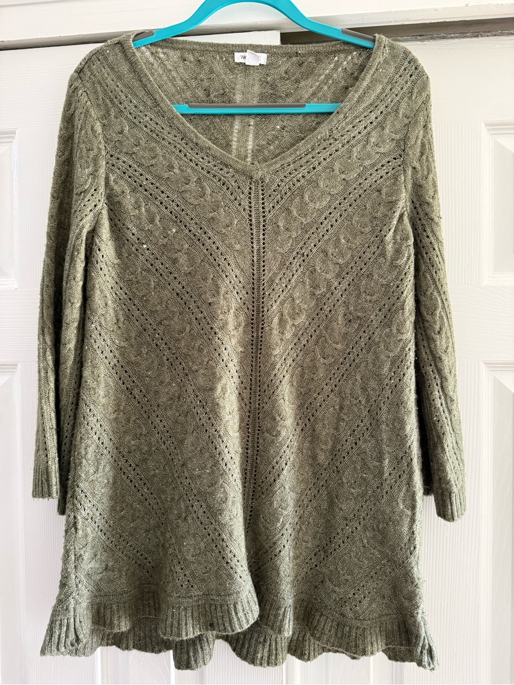 💚 Westport Olive Cable Knit V-Neck Long Sleeve Dress 💚
